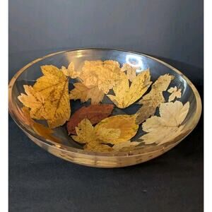 Vtg Resinplast Italian Made Autumn Leaves Bowl 11"